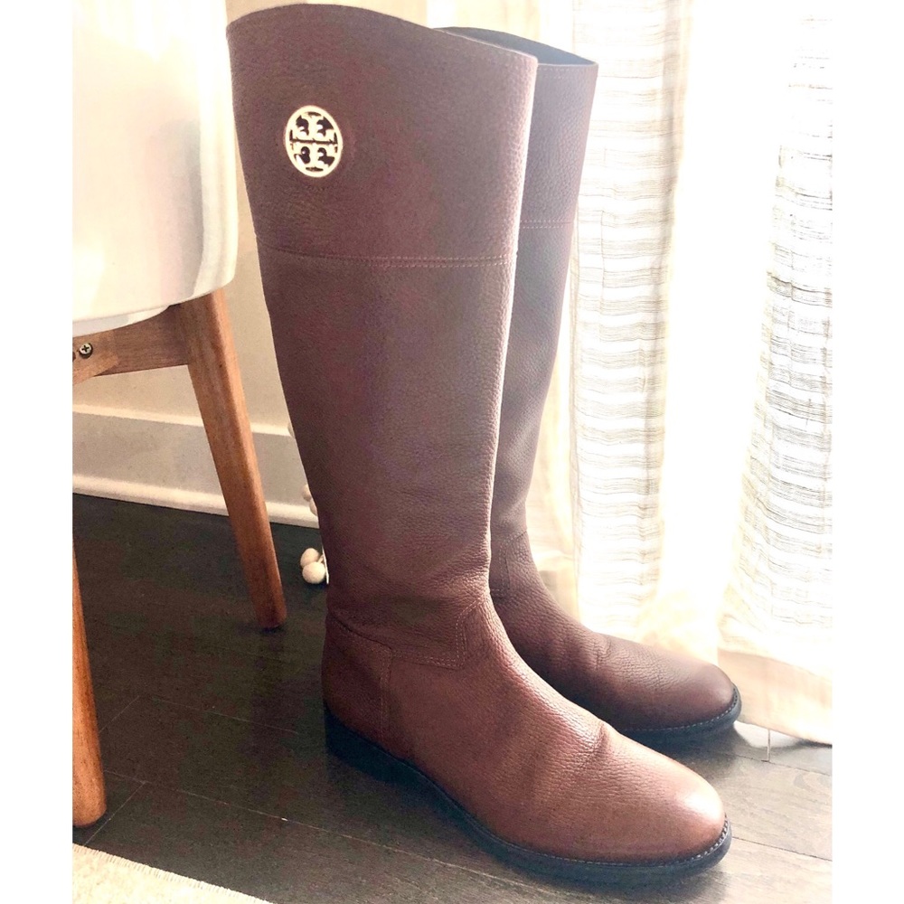 AUTHENTIC Tory Burch brown leather boots 9.5
